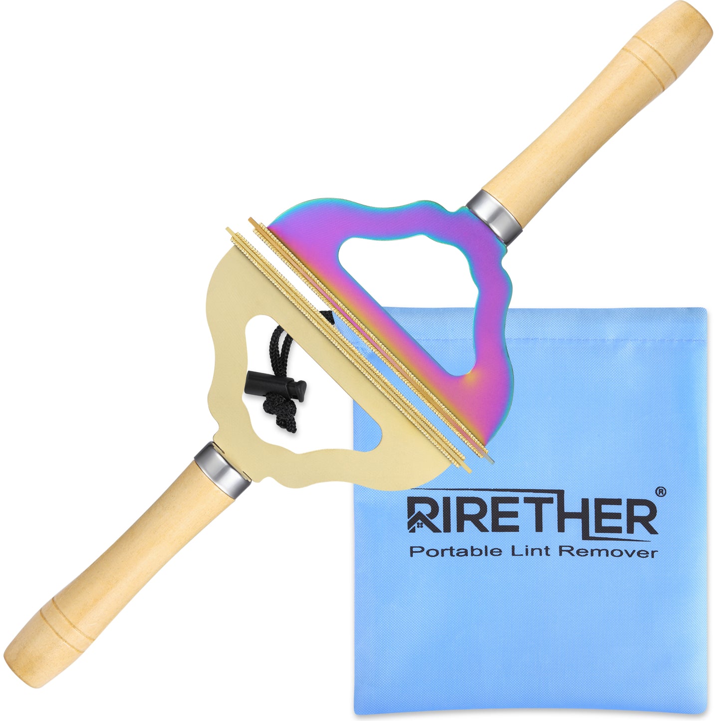 Rirether Portable Lint Remover - 2Pack Manual Rug Scraper for Removing Cat Dog Pet Hair - Reusable Carpet Shaver for Fabrics Dust Fuzz Hairball - Roller for Coat Curtain Blanket Couch