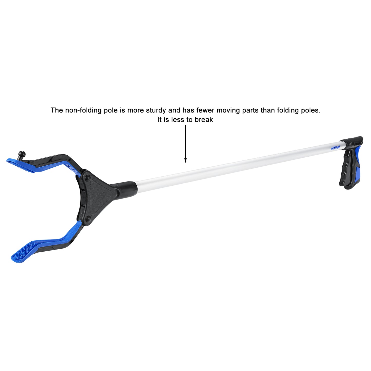 Rirether 2-Pack 36 Inch Grabber Tool for Elderly, Non-Foldable Aluminum Alloy Reacher Grabber with Magnetic Tip and Hook, Rotating Gripper, Wide Jaw Reaching Aid