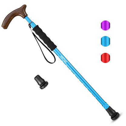 Rirether Adjustable Walking Stick Balancing Mobility Aid, Lightweight Aluminum Alloy Walking Cane, Portable Sturdy Telescoping Cane with Anti-Slip Tip, Carrying Bag (2Tips)