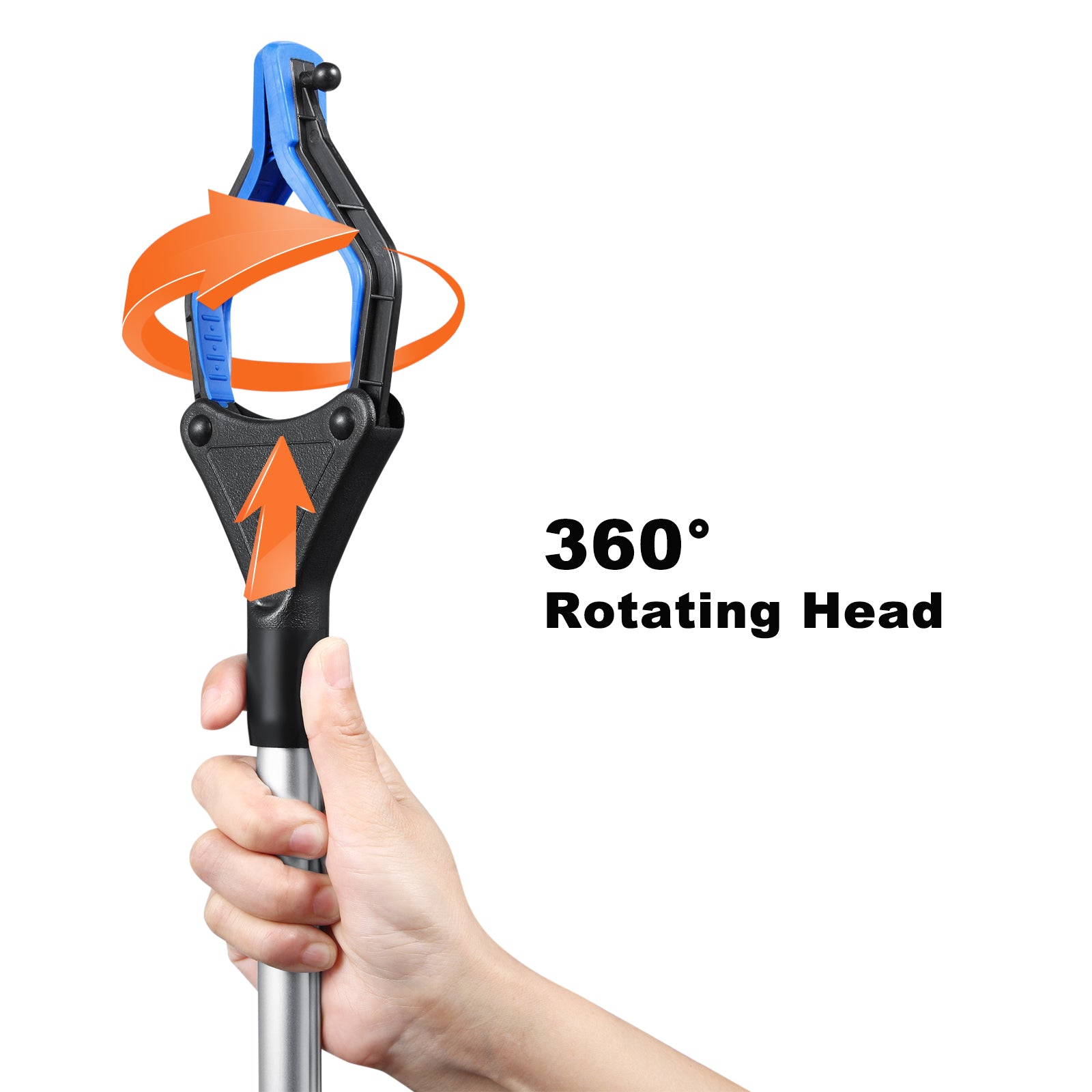 Rirether 2-Pack 36 Inch Grabber Tool for Elderly, Non-Foldable Aluminum Alloy Reacher Grabber with Magnetic Tip and Hook, Rotating Gripper, Wide Jaw Reaching Aid