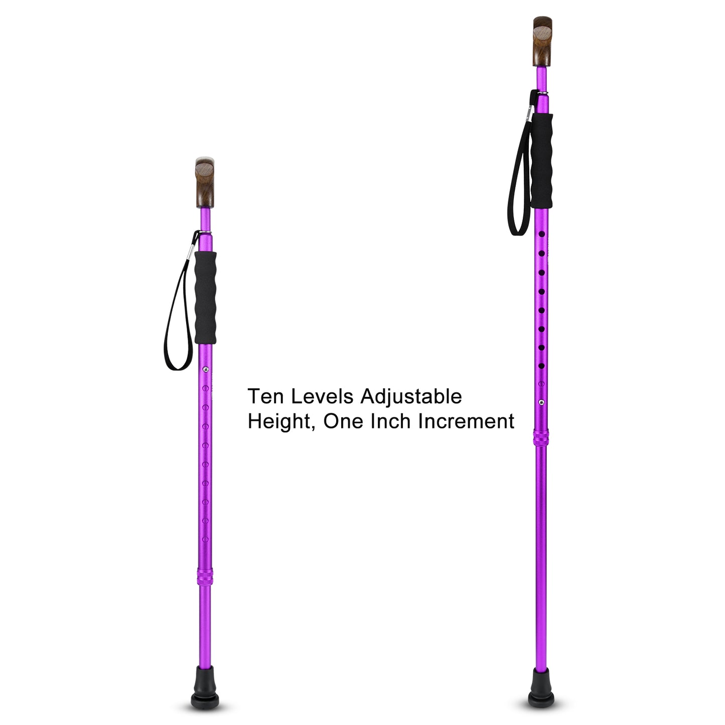 Rirether Adjustable Walking Stick Balancing Mobility Aid, Lightweight Aluminum Alloy Walking Cane, Portable Sturdy Telescoping Cane with Anti-Slip Tip, Carrying Bag (2Tips)