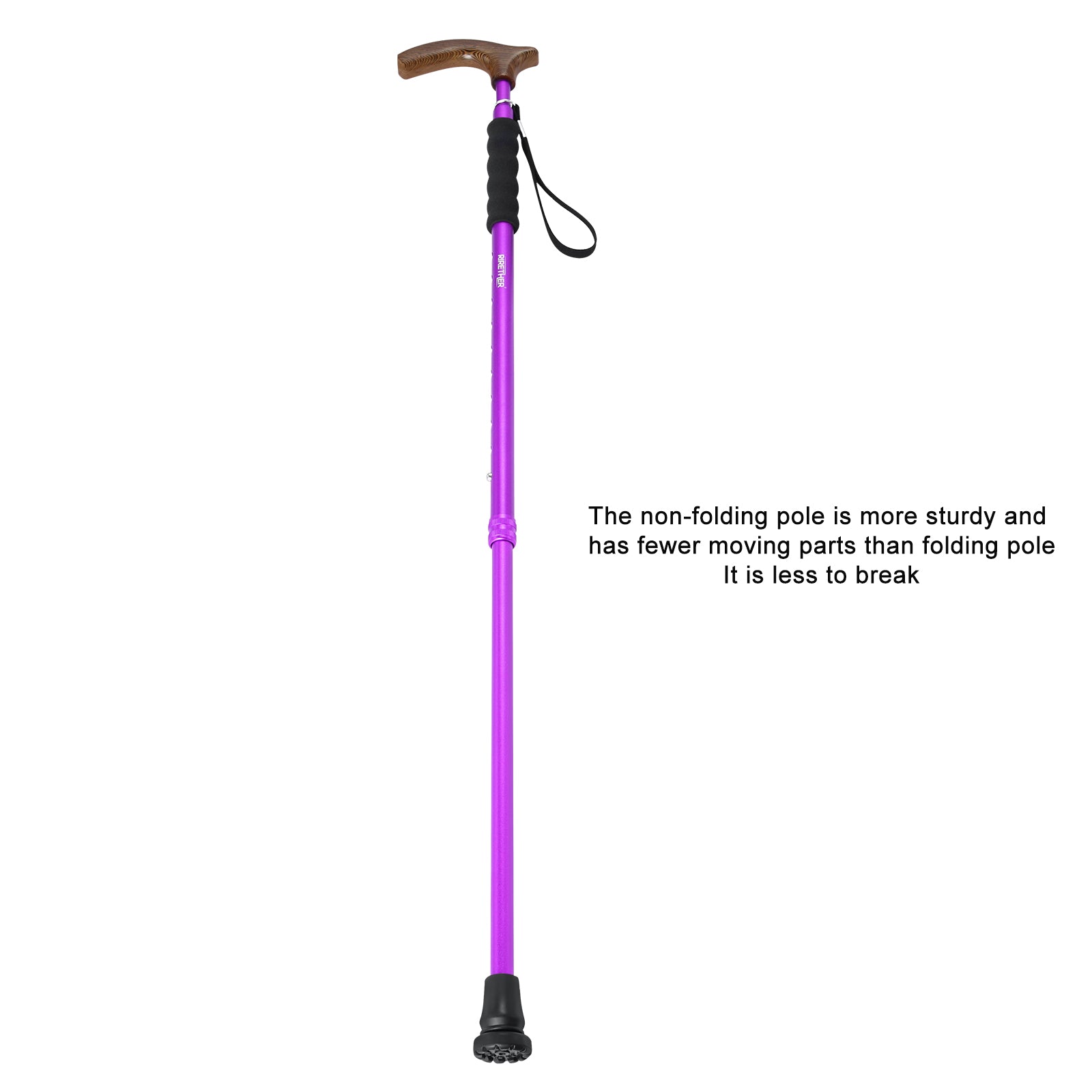 Rirether Adjustable Walking Stick Balancing Mobility Aid, Lightweight Aluminum Alloy Walking Cane, Portable Sturdy Telescoping Cane with Anti-Slip Tip, Carrying Bag (2Tips)