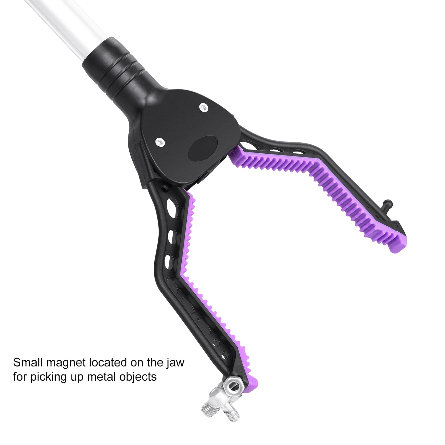 Rirether Grabber Reacher Tool, Foldable Reacher Grabber with Magnetic Tip and Hook,Wide Jaw and Rotating Gripper, Aluminum Alloy Lightweight 32" Trash Picker Grabber(Purple)