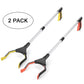 Rirether 32" Reacher Grabber Tool for Mobility Aid, Reach Any Place Without Bending Over, Ergonomic Handle, Durable Aluminum Alloy, Foldable Lightweight Long Reach Grabber (Orange/Yellow, 2 Pack)