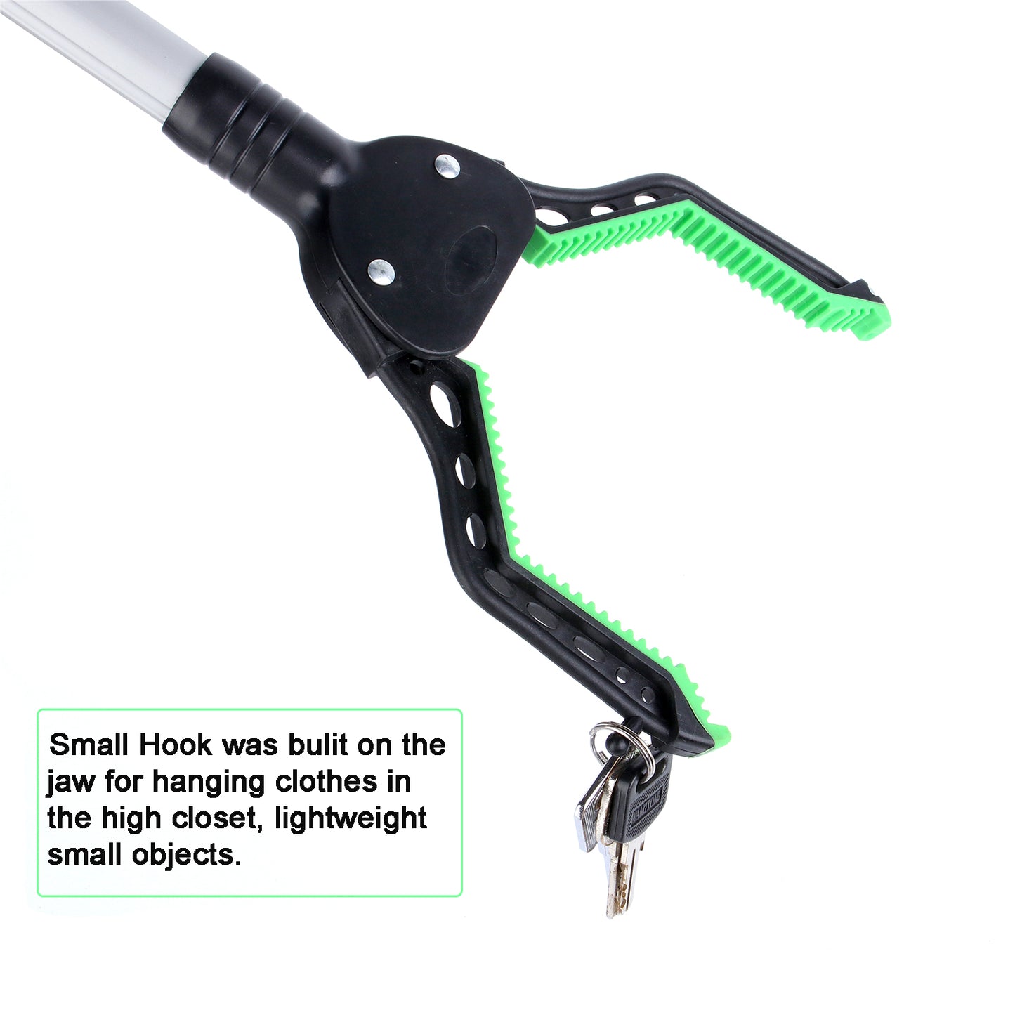 Rirether Grabber Tool for Elderly, 32" Reacher Grabber with Magnetic Tip and Hook, Rotating Gripper, Claw Grabber, Durable Aluminum Alloy, Foldable Lightweight Reacher 2 Pack Red and Green